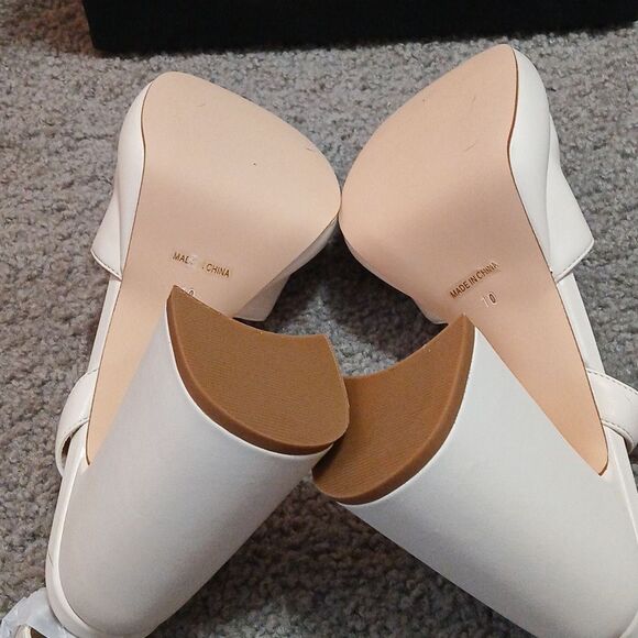 Modatope Chunky Heel, Platform Open Round Toe Ankle Strap off White Sz 10 NWT - Picture 7 of 9